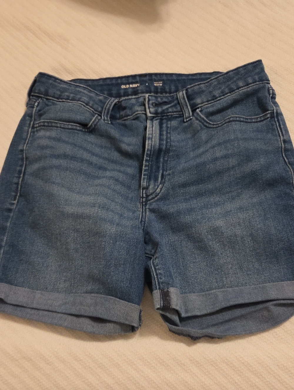 2 Pair Old Navy High-Waisted Wow Jean Shorts Size 8 Blue And Light Blue
